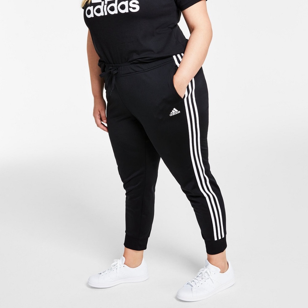 •Essential Tricot• Black & White Three Stipe Adidas Track Pants - Picture 5 of 5